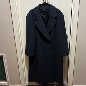 Women's Elegant Dark Grey Wool Full Length Coat